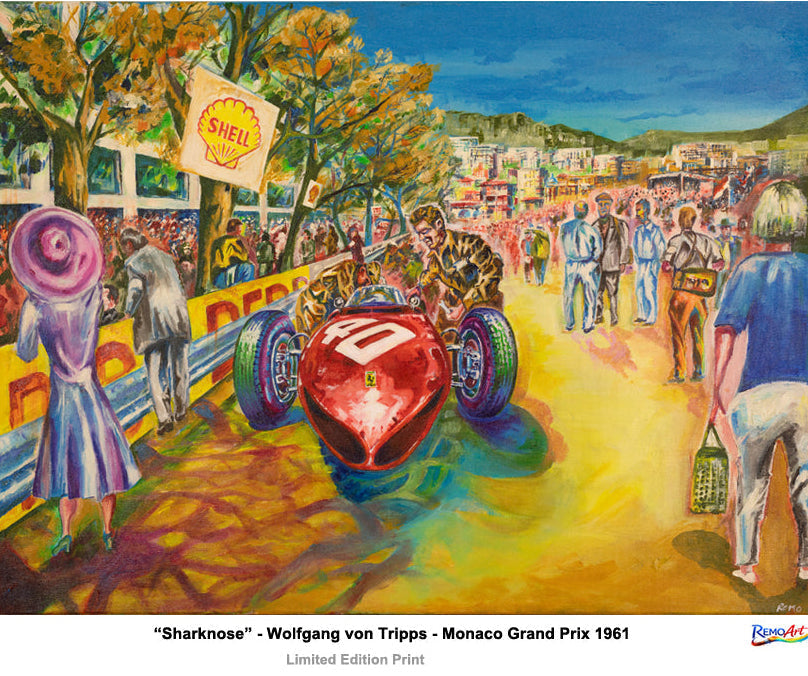 Sharknose Ferrari 156 at Monaco 1961 from Original painting by Remo Polledri